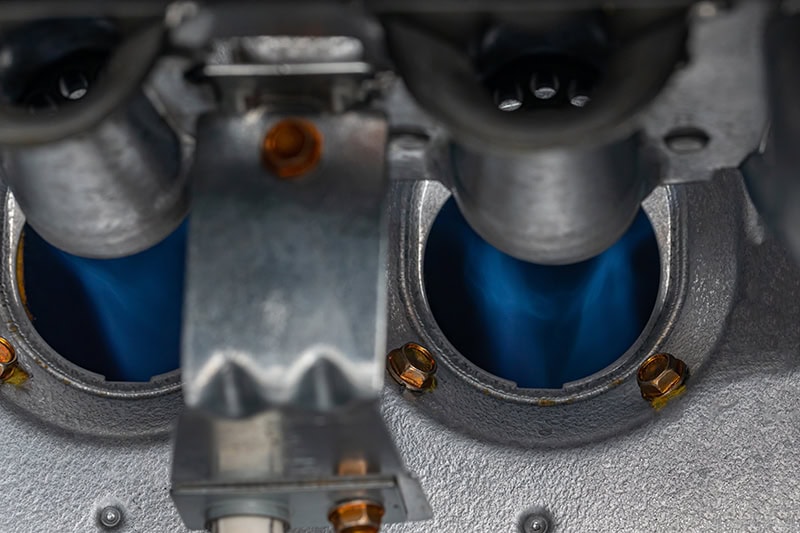 Gas furnace flame burner.